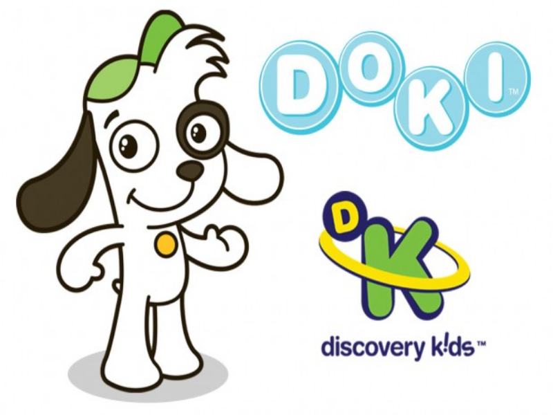 Desenho do Doki e o logo principal da Discovery Kids para imprimir puzzle