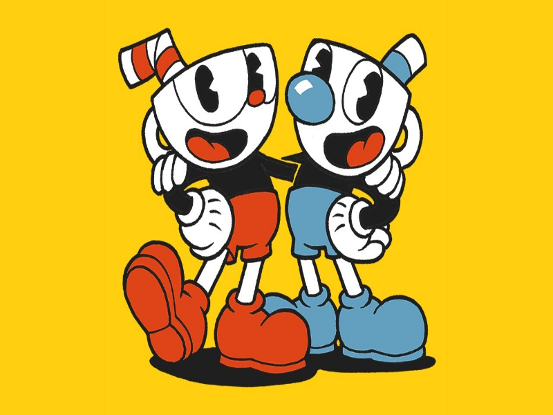 Cuphead e Mugman do jogo e do desenho classico Cuphead puzzle